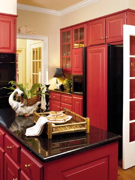 14681 red farmhouse kitchen walls