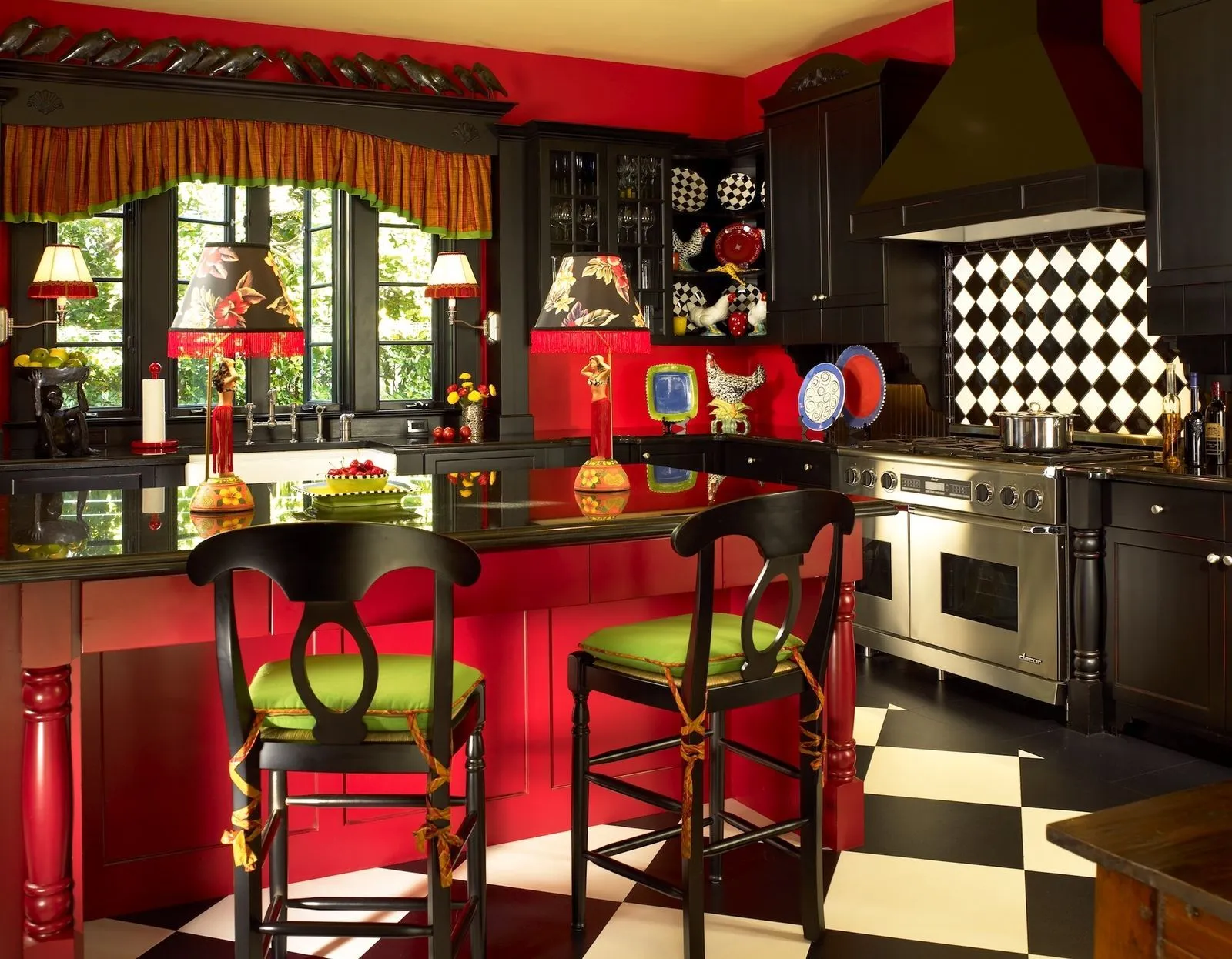 14700 red kitchen design traditional