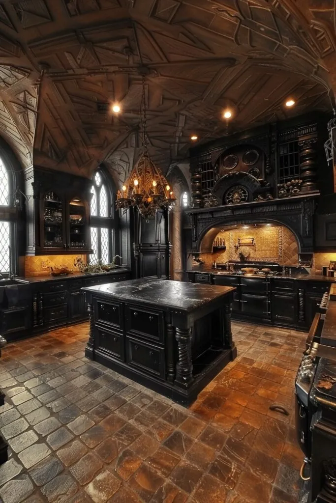 14826 gothic kitchen mantel wood carvings